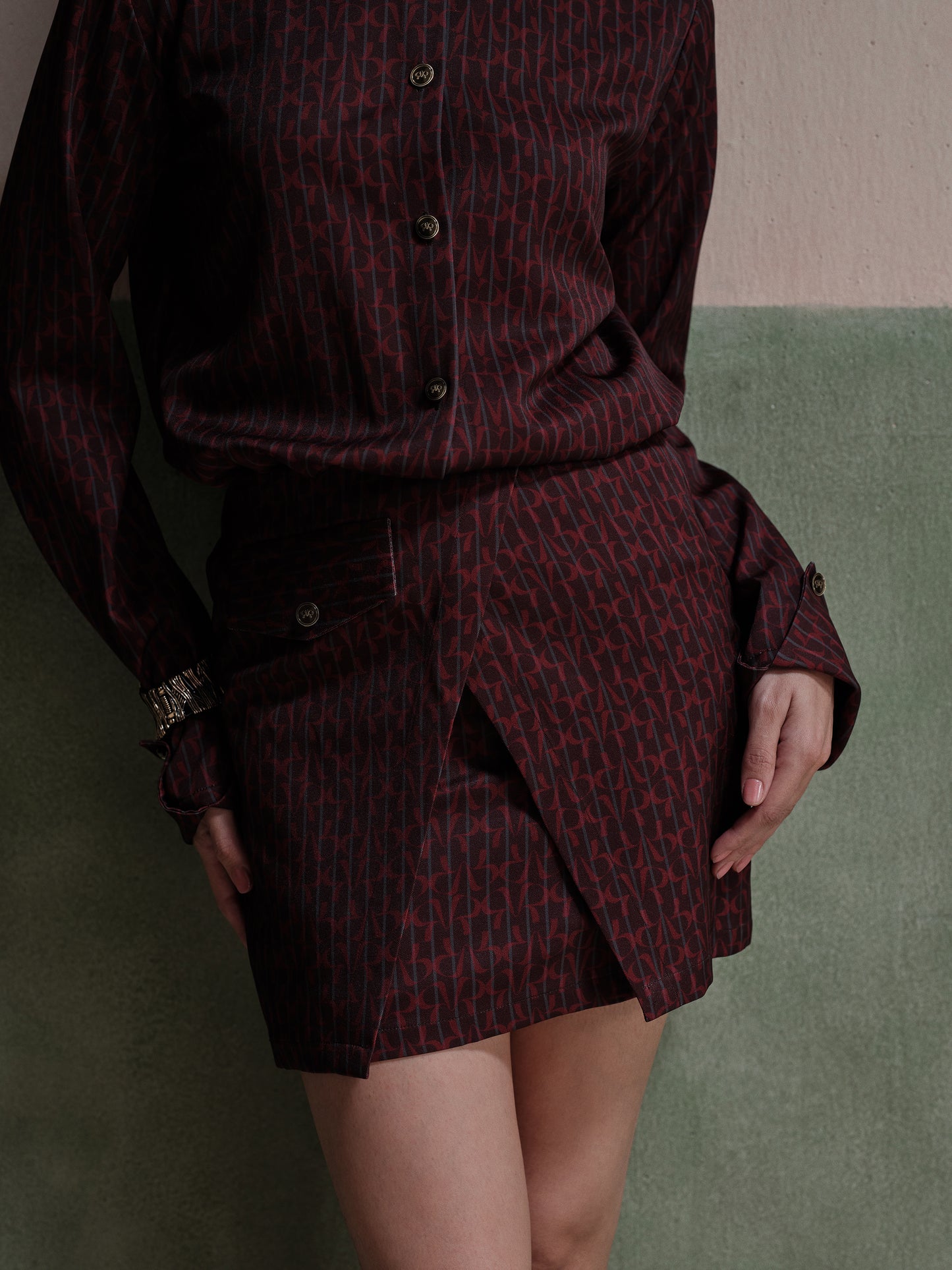 Thea Overlap Twill Printed Skirt