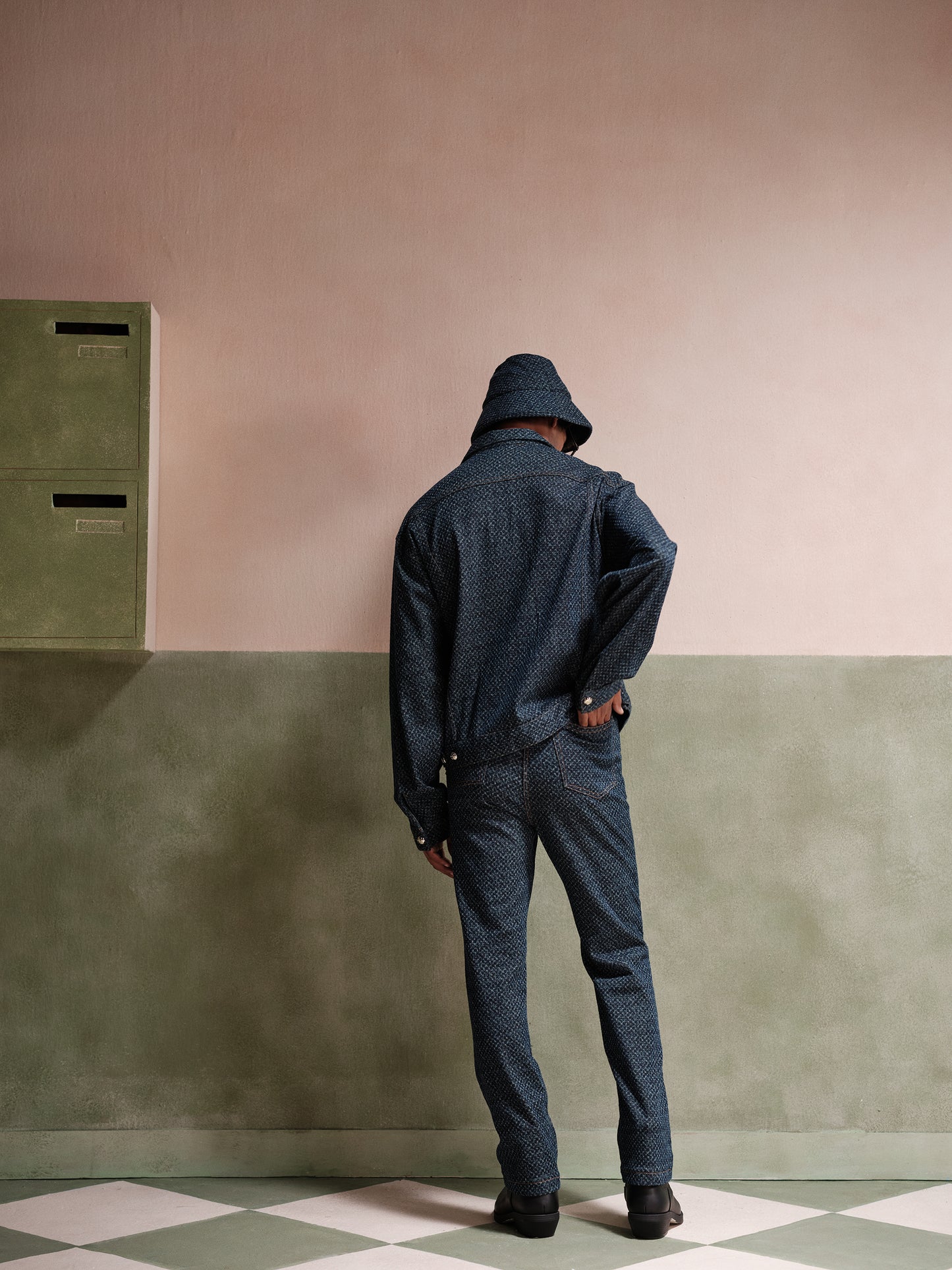 Dean Dark Wash Engraved Jacket & Straight-Fit Jeans Set