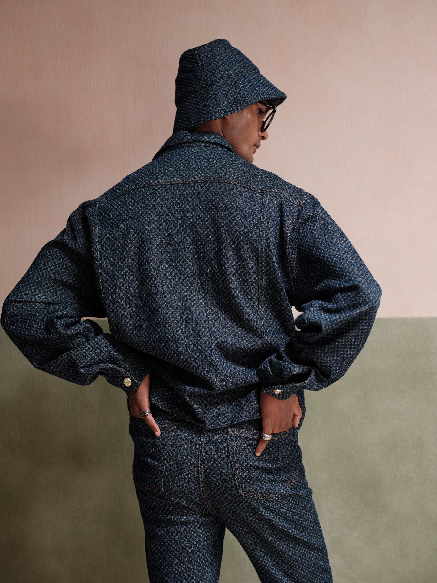 Dean Dark Wash Engraved Jacket & Straight-Fit Jeans Set