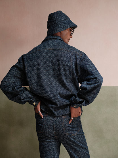Dean Dark Wash Engraved Jacket & Straight-Fit Jeans Set