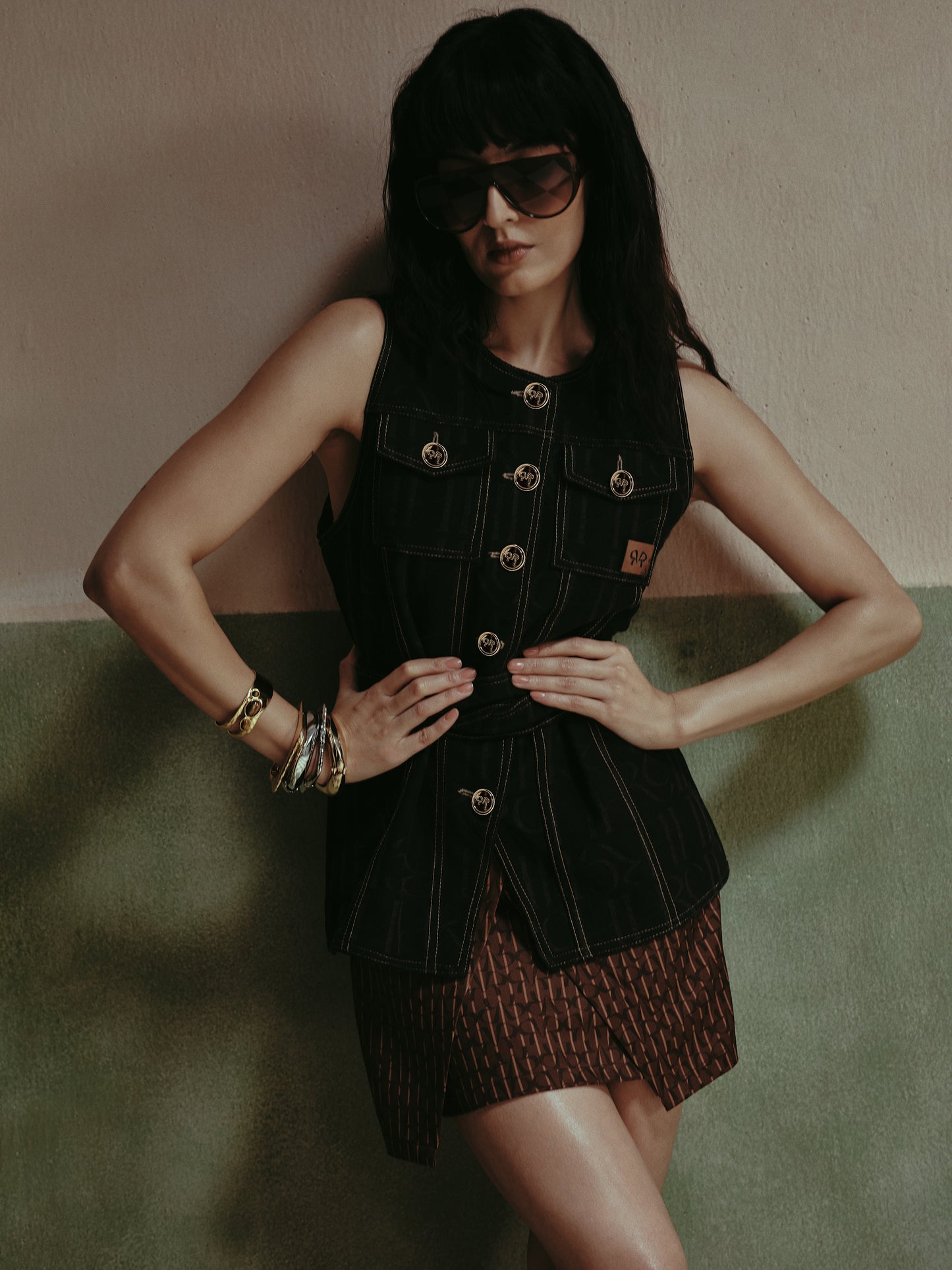 Thea Overlap Twill Printed Skirt