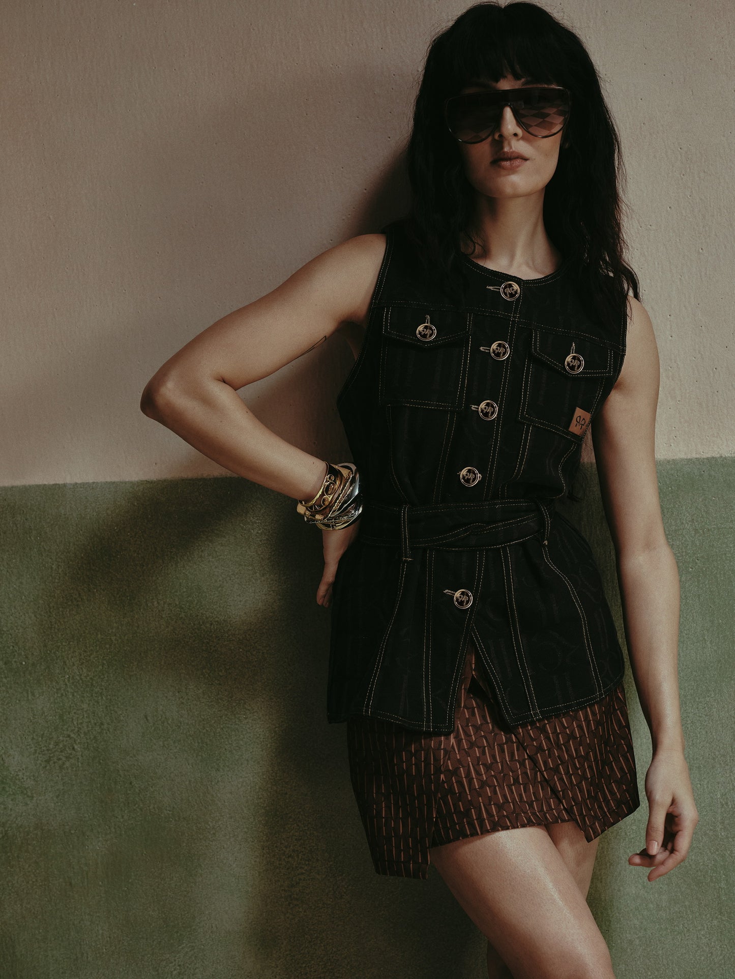 Thea Overlap Twill Printed Skirt