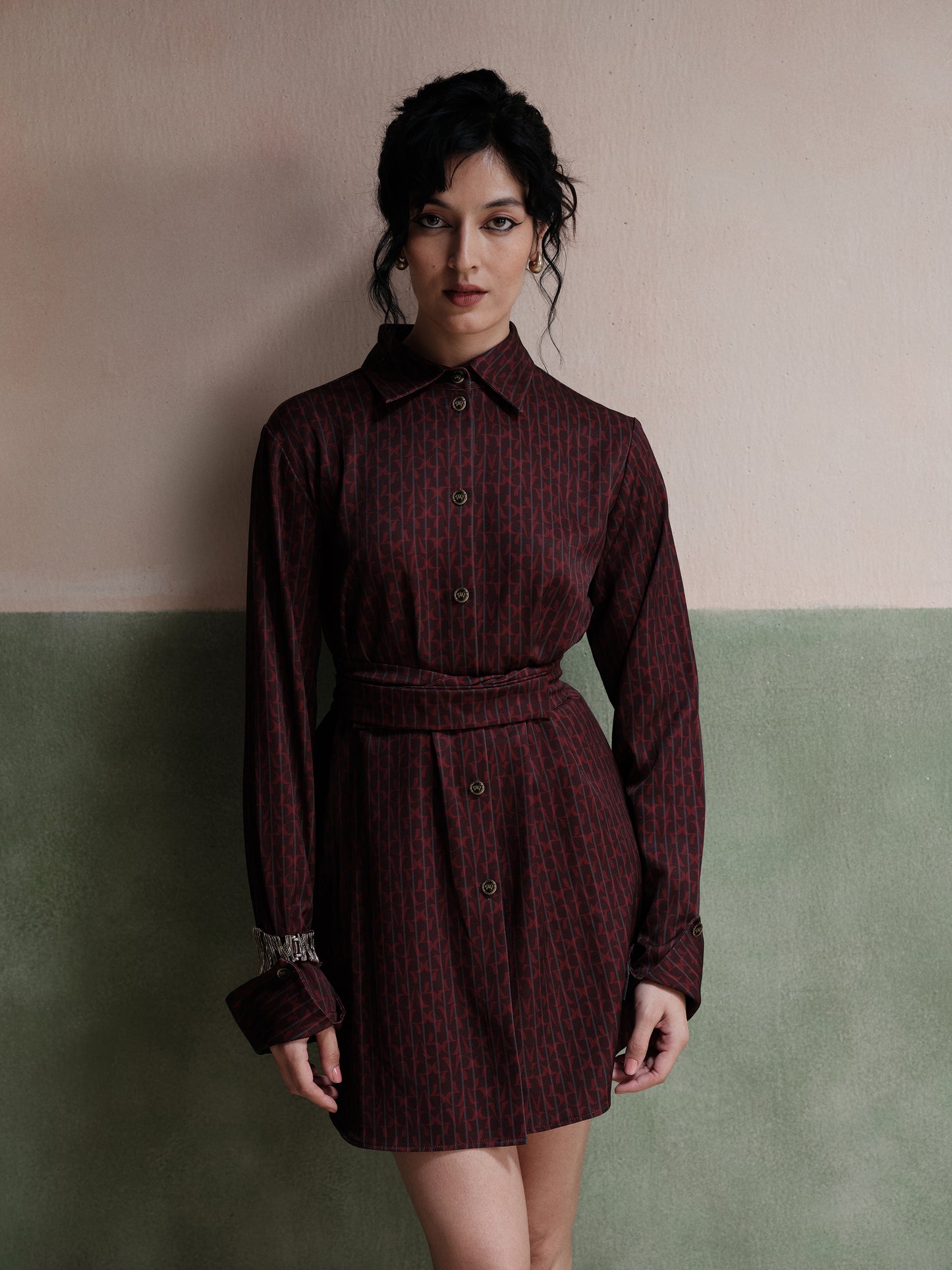 Thea Belted Twill Shirt Dress