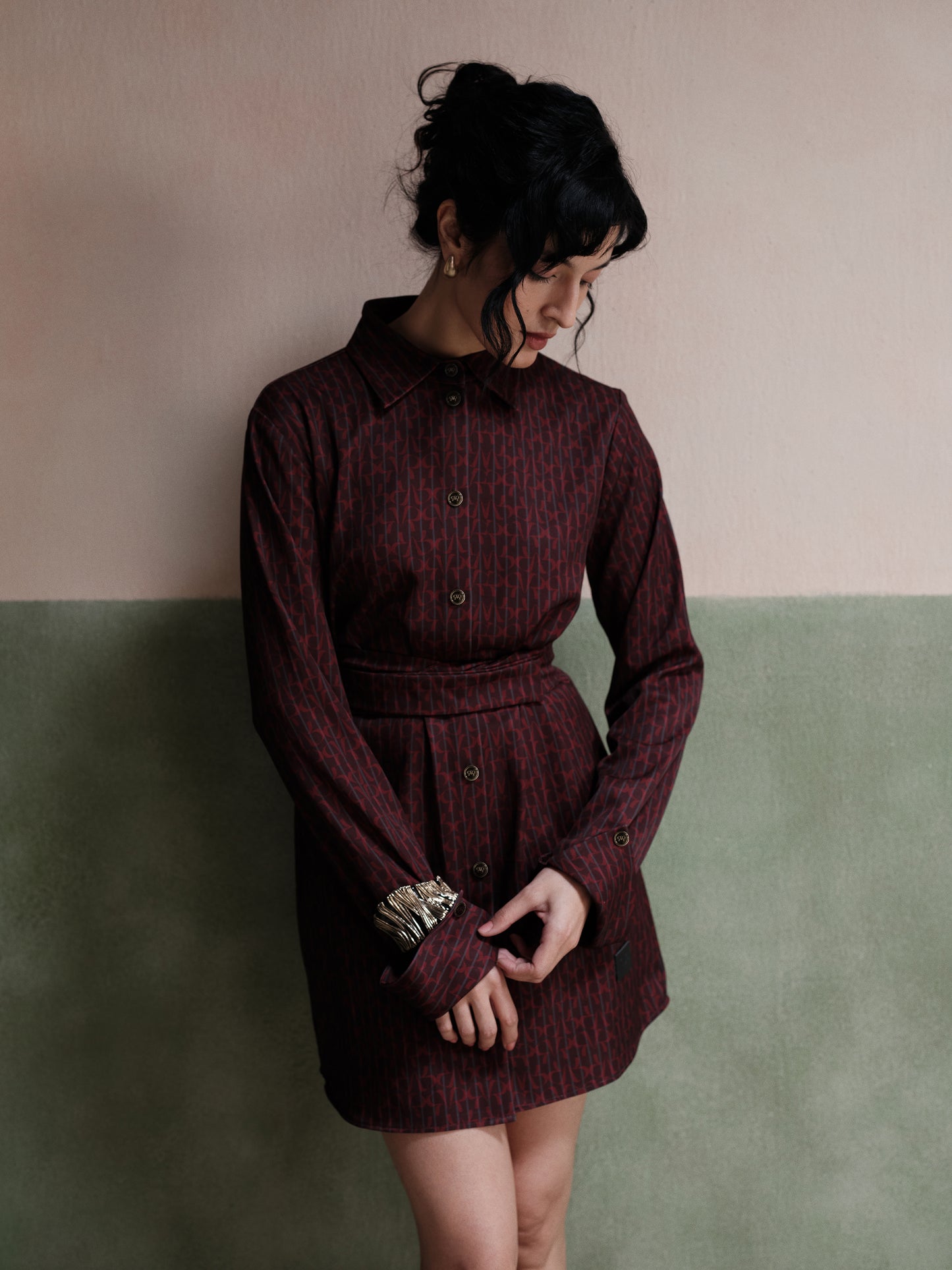 Thea Belted Twill Shirt Dress
