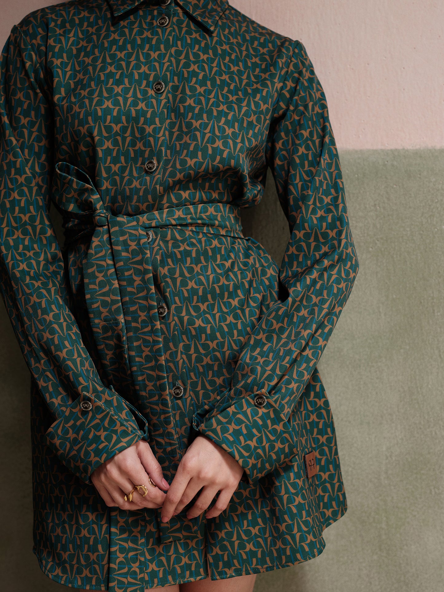 Thea Belted Twill Shirt Dress