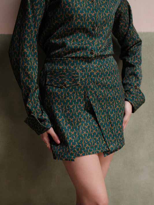 Thea Belted Twill Dress Set - Emerald