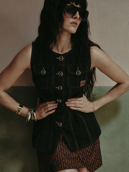Blair Engraved Belted Waistcoat
