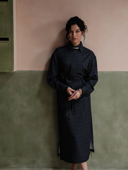 Zoe Printed Tie-Up Dress