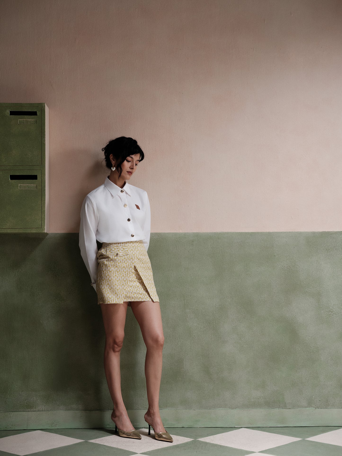 Thea Overlap Twill Printed Skirt