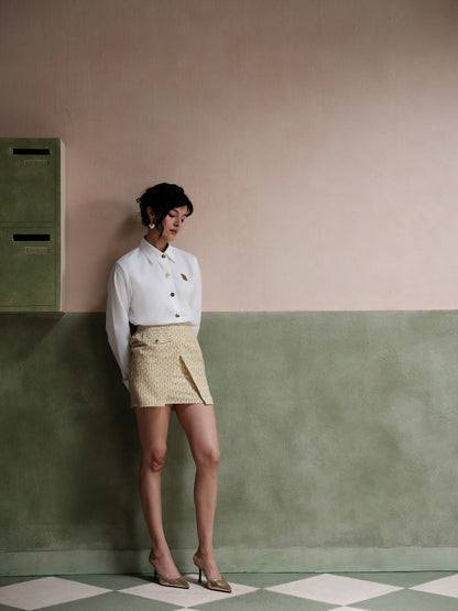 Thea Overlap Twill Printed Skirt