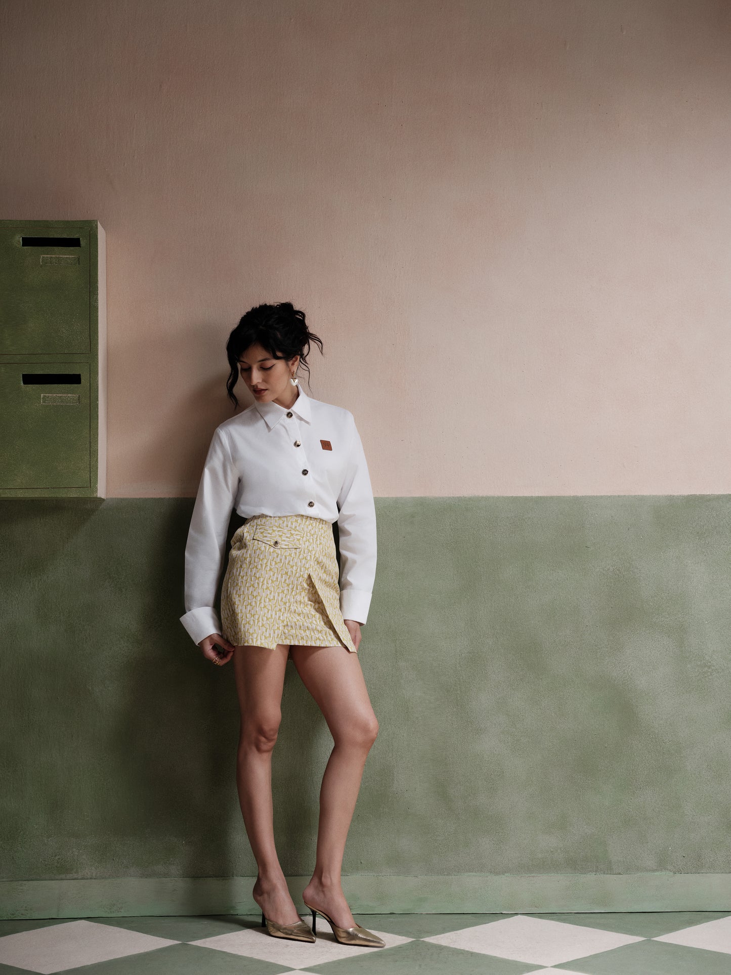 Thea Overlap Twill Printed Skirt
